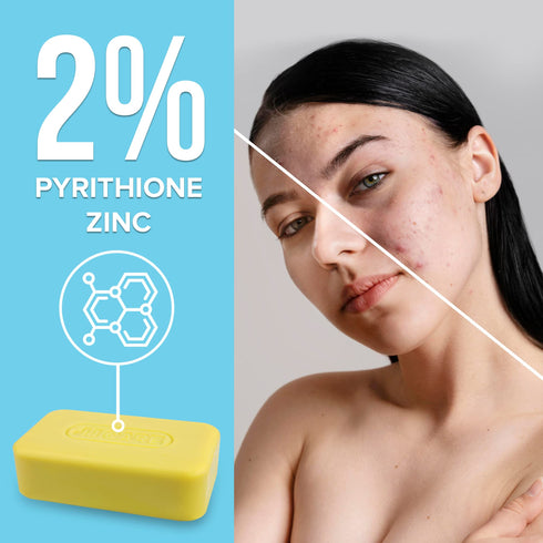 JJ CARE Zinc Soap - Pack of 2 Medicated 2% Zinc Pyrithione Soap for Daily Use, Individually Wrapped 4 oz. Zinc Bar Soap with Aloe Vera for Dandruff & Seborrheic Dermatitis